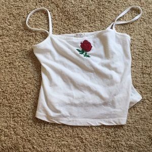 embroider rose tank top